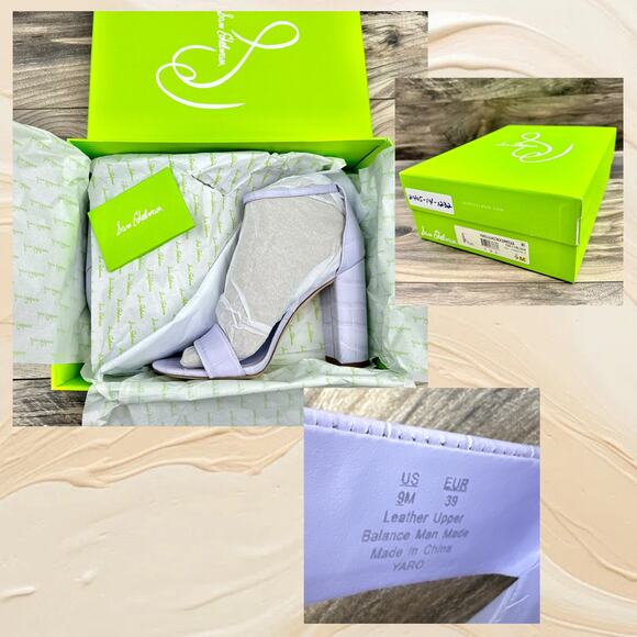 NIB Sam Edelman 9M Yaro Leather Ankle Strap Block Heel Sandals Lilac Croc - Picture 11 of 12